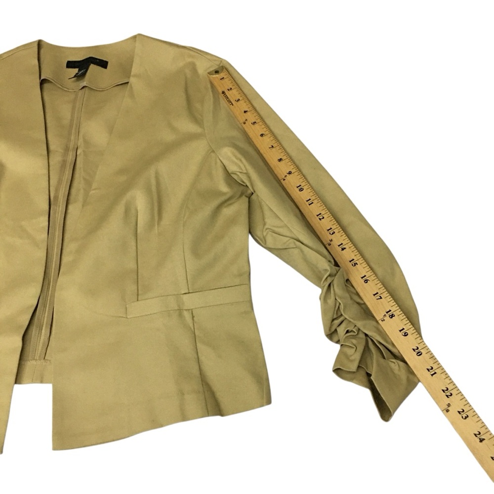 Ashley Stewart Tan Open Ruched Sleeve Cropped Jacket - Women’s 14 NWOT - Picture 7 of 13